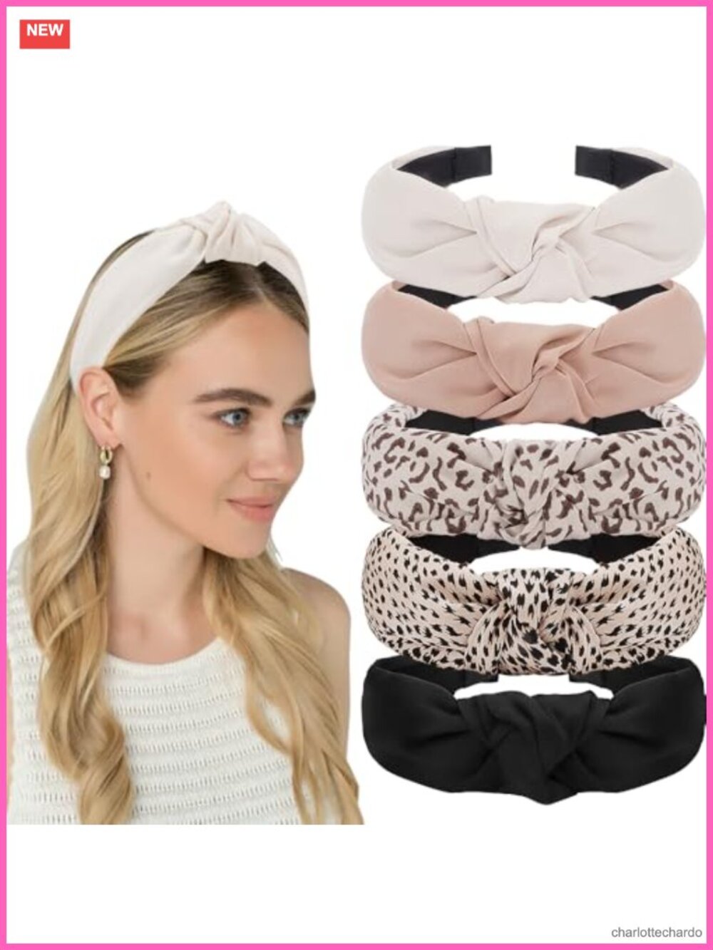 5 Pack Knotted Headbands for Women Trendy Thick Cloth Headband Set